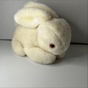 Vintage Atlanta Division Gerber Plush Stuffed White Rabbit Bunny Orange Eyes